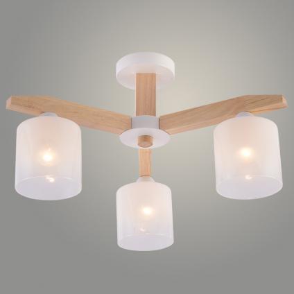 Люстра XA1690/3 WH+WOOD белый 3х60W E27 d580 h310, HN25